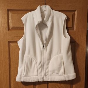 Eddie Bauer Women's Cream Fleece Reversible Vest